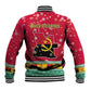 Angola Christmas Baseball Jacket Santa Gifts and National Flag Map Motif - African Pride