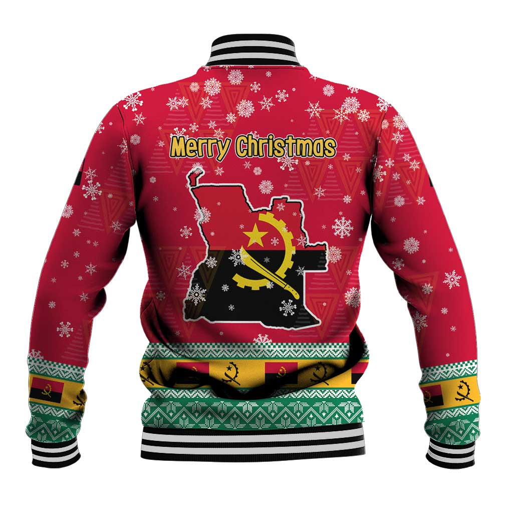 Angola Christmas Baseball Jacket Santa Gifts and National Flag Map Motif - African Pride