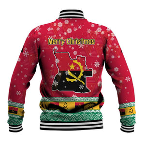 Angola Christmas Baseball Jacket Santa Gifts and National Flag Map Motif - African Pride