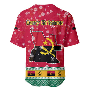 Angola Christmas Baseball Jersey Santa Gifts and National Flag Map Motif - African Pride