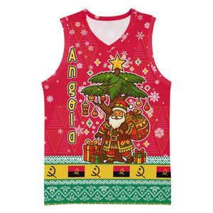 Angola Christmas Basketball Jersey Santa Gifts and National Flag Map Motif - African Pride