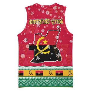 Angola Christmas Basketball Jersey Santa Gifts and National Flag Map Motif - African Pride