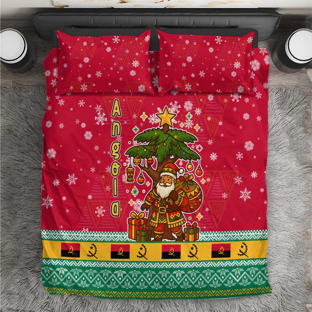 Angola Christmas Bedding Set Santa Gifts and National Flag Map Motif - African Pride
