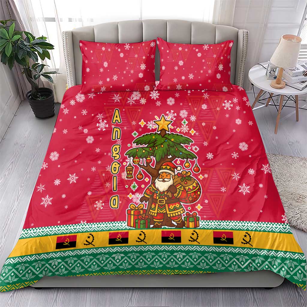 Angola Christmas Bedding Set Santa Gifts and National Flag Map Motif - African Pride