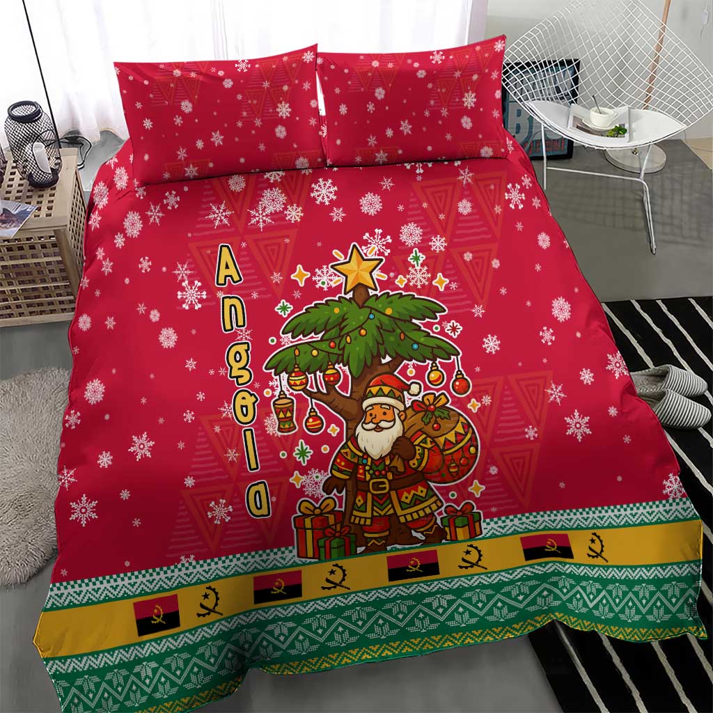 Angola Christmas Bedding Set Santa Gifts and National Flag Map Motif - African Pride