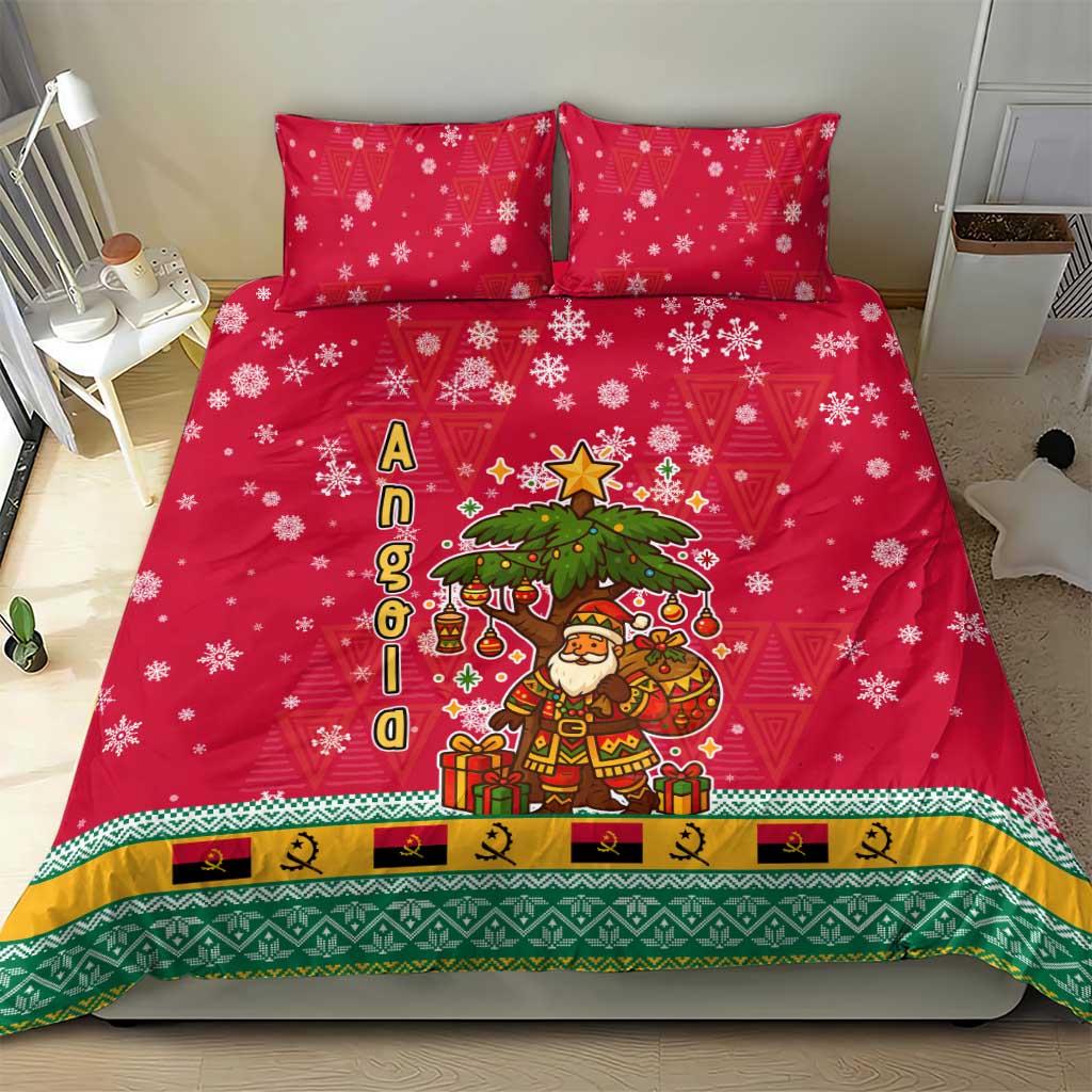 Angola Christmas Bedding Set Santa Gifts and National Flag Map Motif - African Pride