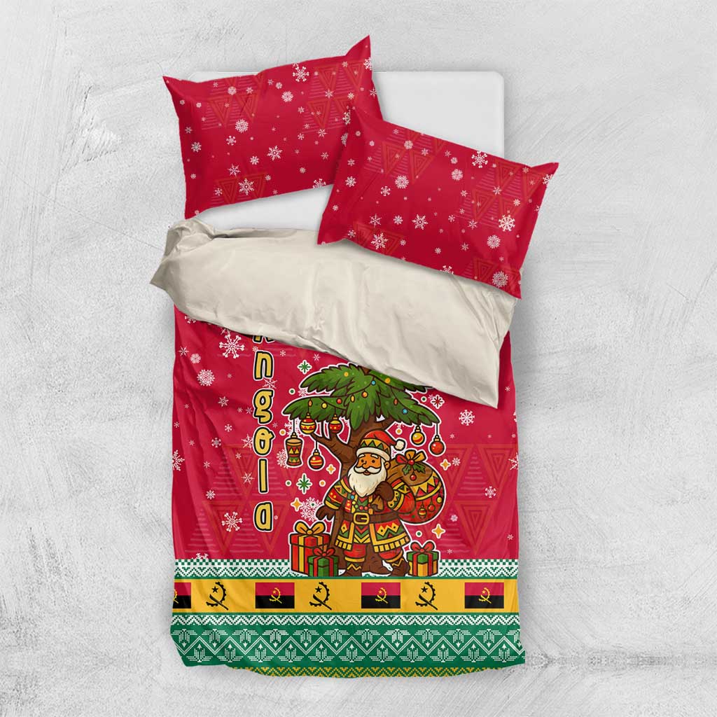 Angola Christmas Bedding Set Santa Gifts and National Flag Map Motif - African Pride