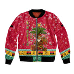 Angola Christmas Bomber Jacket Santa Gifts and National Flag Map Motif - African Pride