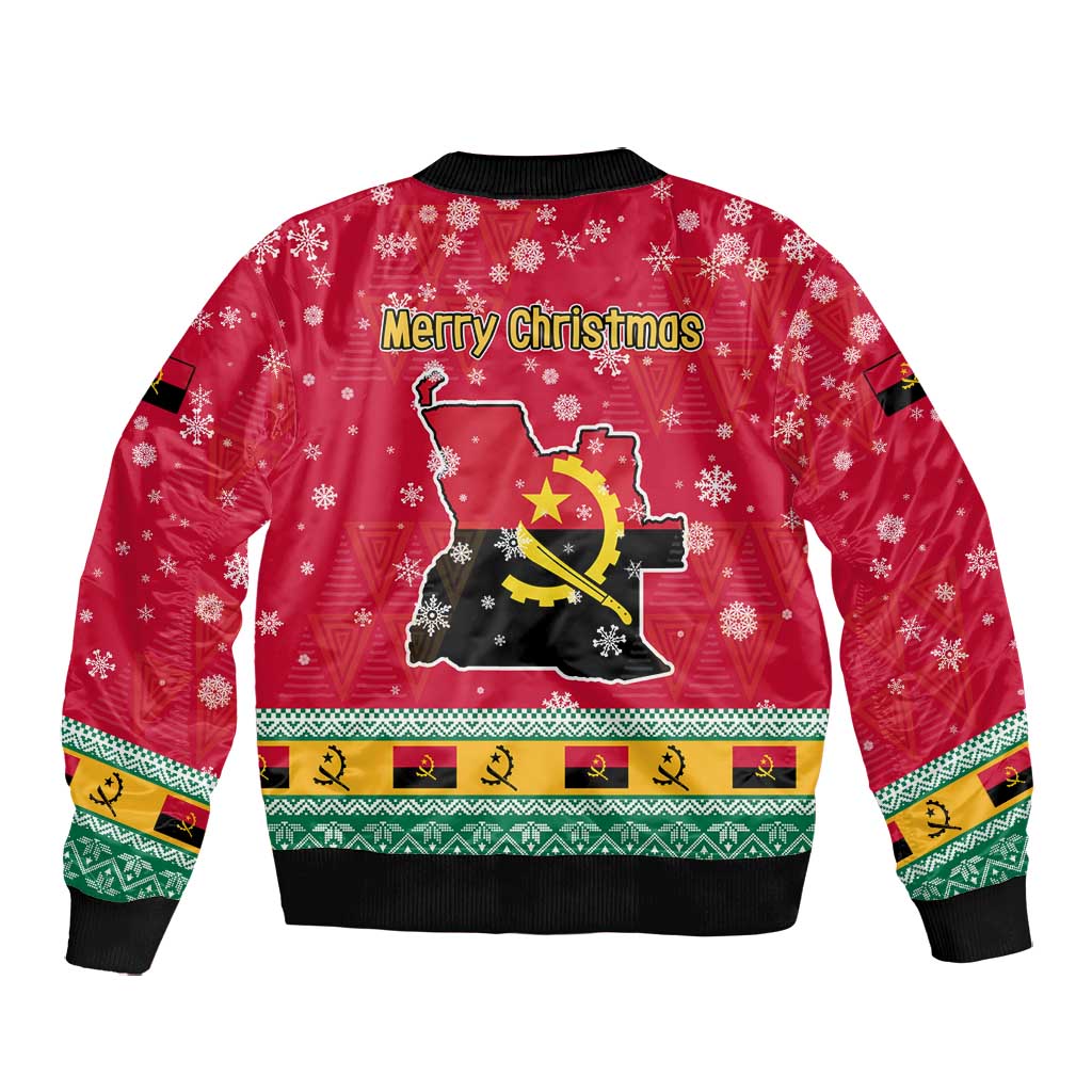 Angola Christmas Bomber Jacket Santa Gifts and National Flag Map Motif - African Pride