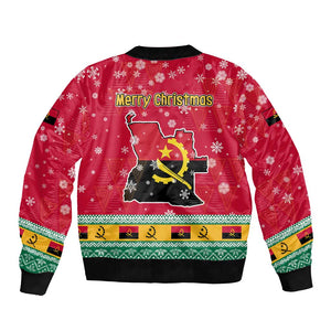 Angola Christmas Bomber Jacket Santa Gifts and National Flag Map Motif - African Pride