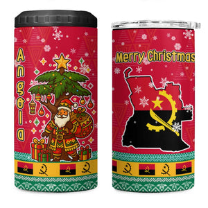 Angola Christmas 4 in 1 Can Cooler Tumbler Santa Gifts and National Flag Map Motif - African Pride