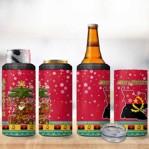 Angola Christmas 4 in 1 Can Cooler Tumbler Santa Gifts and National Flag Map Motif - African Pride