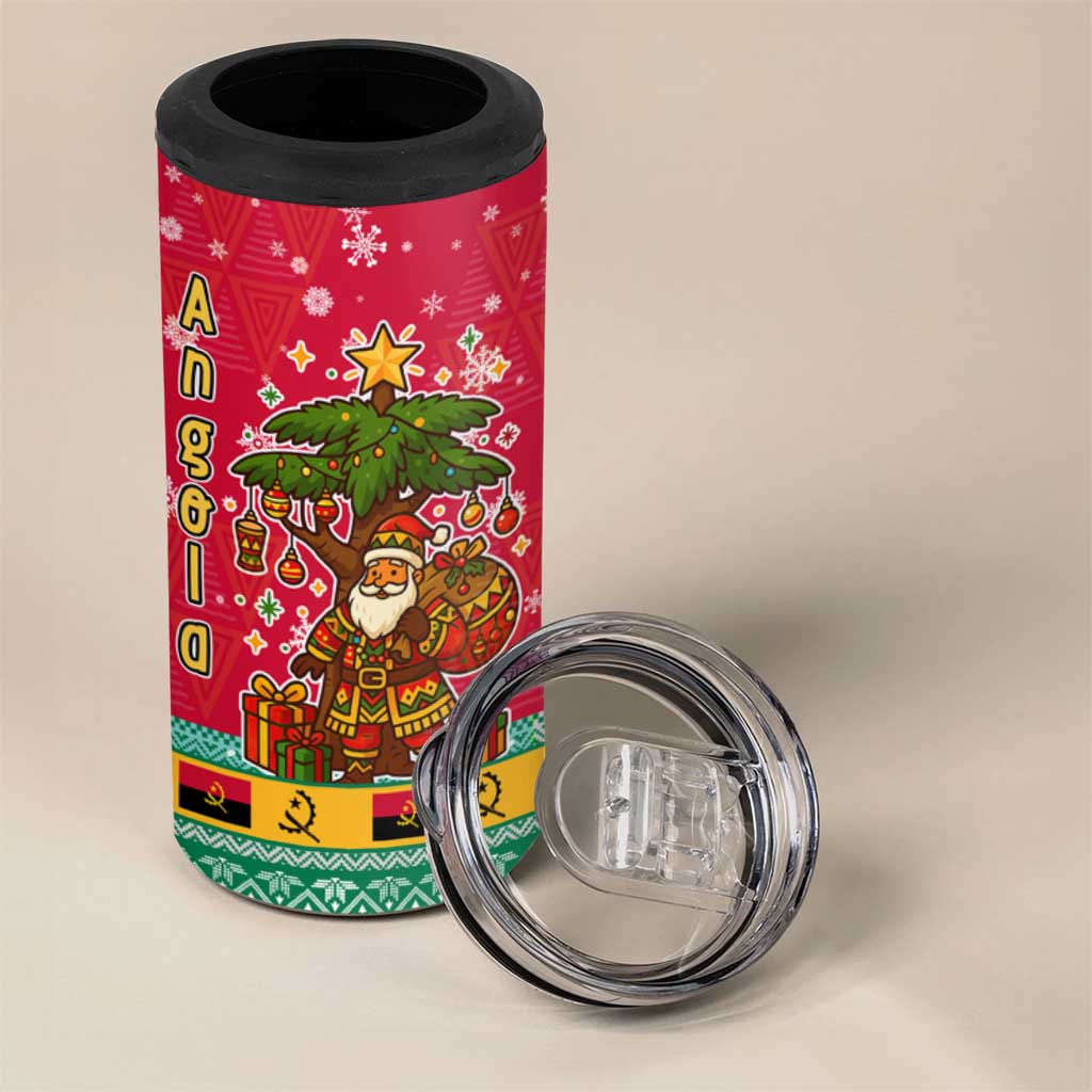 Angola Christmas 4 in 1 Can Cooler Tumbler Santa Gifts and National Flag Map Motif - African Pride