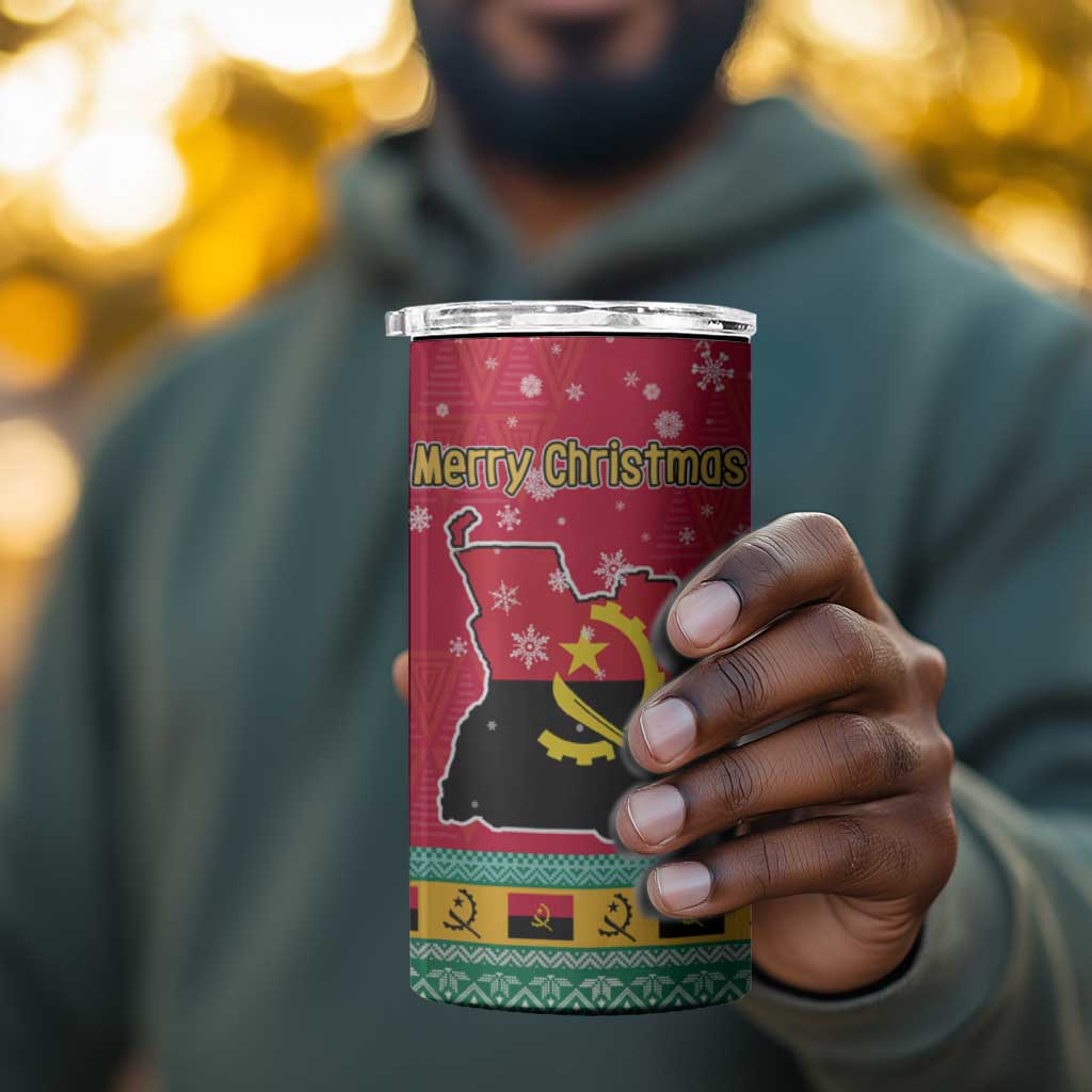 Angola Christmas 4 in 1 Can Cooler Tumbler Santa Gifts and National Flag Map Motif - African Pride