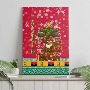 Angola Christmas Canvas Wall Art Santa Gifts and National Flag Map Motif - African Pride