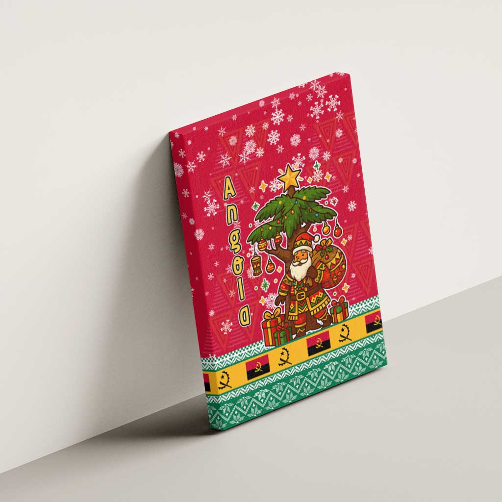 Angola Christmas Canvas Wall Art Santa Gifts and National Flag Map Motif - African Pride
