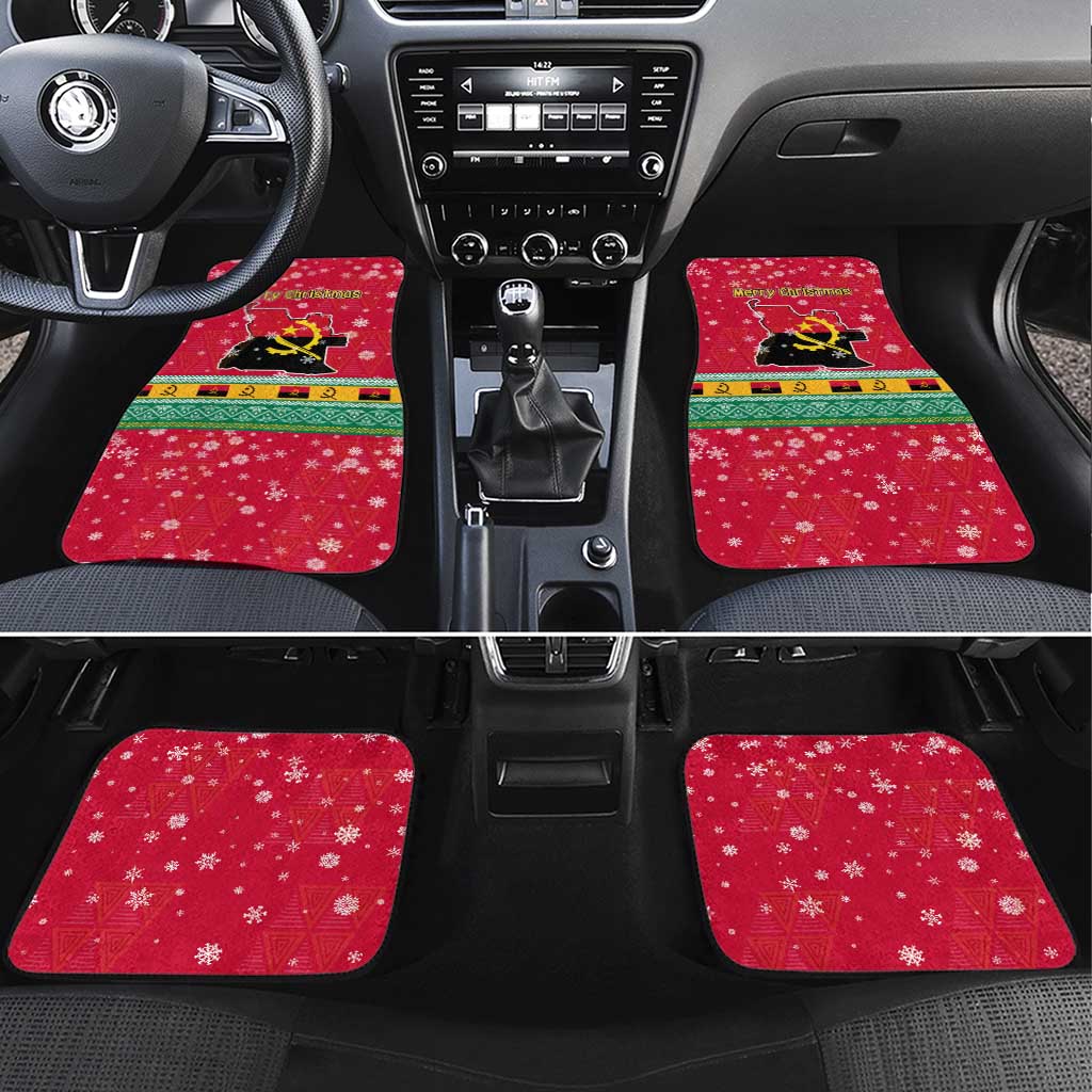 Angola Christmas Car Mats Santa Gifts and National Flag Map Motif - African Pride