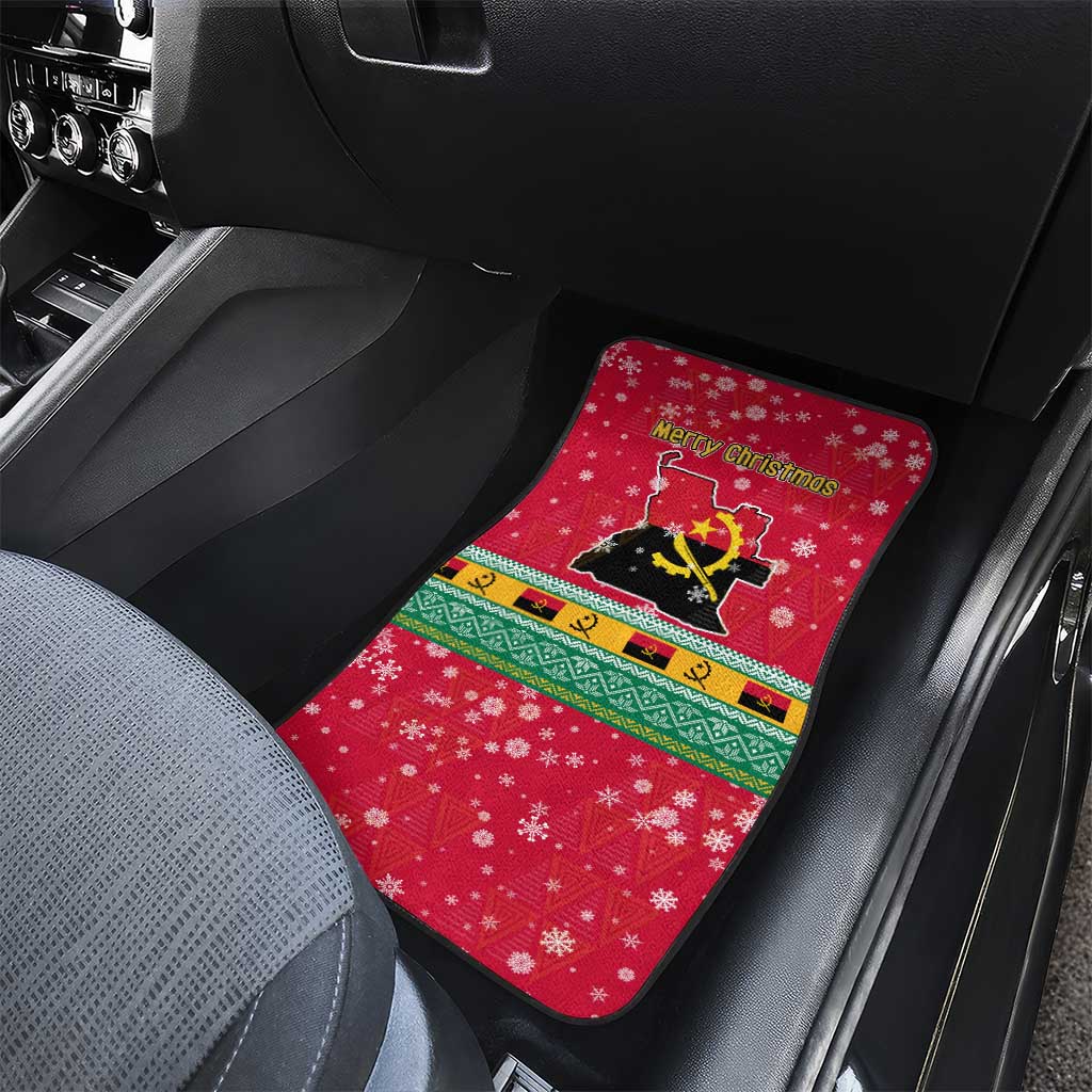 Angola Christmas Car Mats Santa Gifts and National Flag Map Motif - African Pride