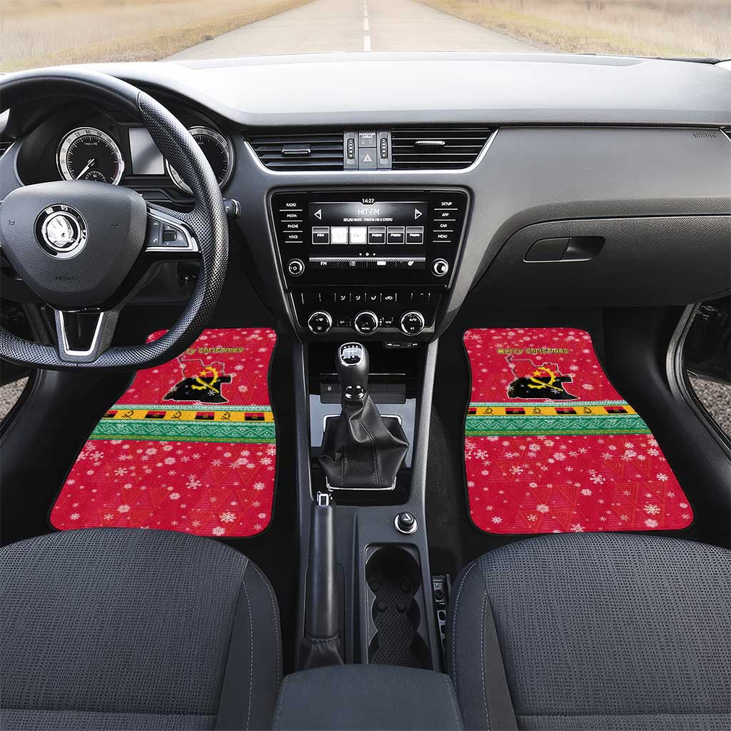 Angola Christmas Car Mats Santa Gifts and National Flag Map Motif - African Pride