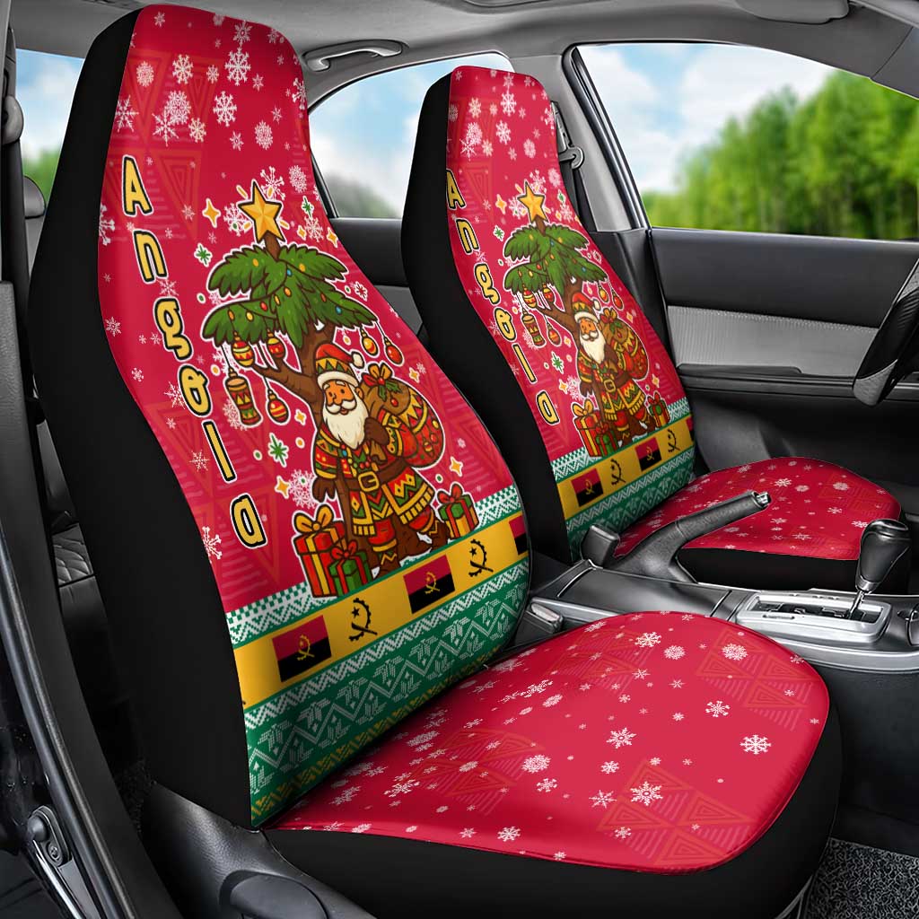 Angola Christmas Car Seat Cover Santa Gifts and National Flag Map Motif - African Pride