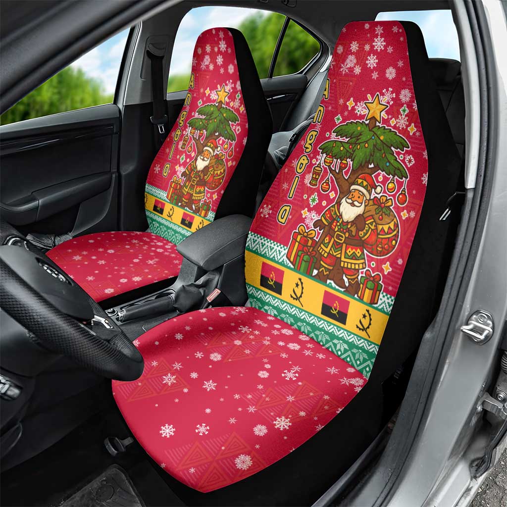 Angola Christmas Car Seat Cover Santa Gifts and National Flag Map Motif - African Pride