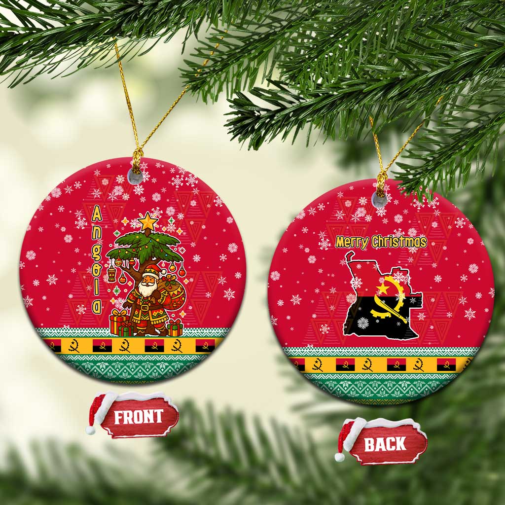 Angola Christmas Ceramic Ornament Santa Gifts and National Flag Map Motif - African Pride
