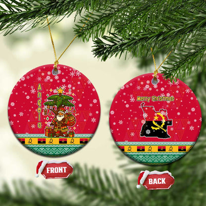 Angola Christmas Ceramic Ornament Santa Gifts and National Flag Map Motif - African Pride