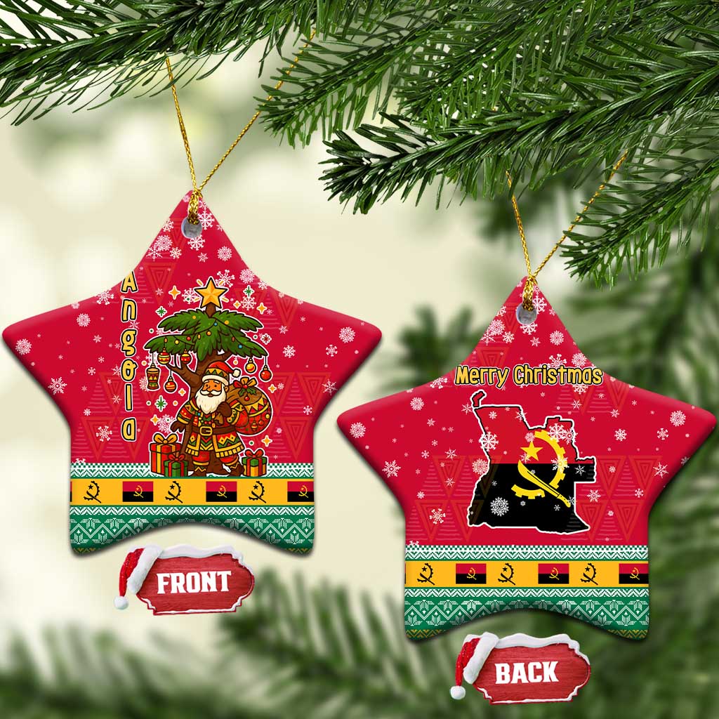 Angola Christmas Ceramic Ornament Santa Gifts and National Flag Map Motif - African Pride