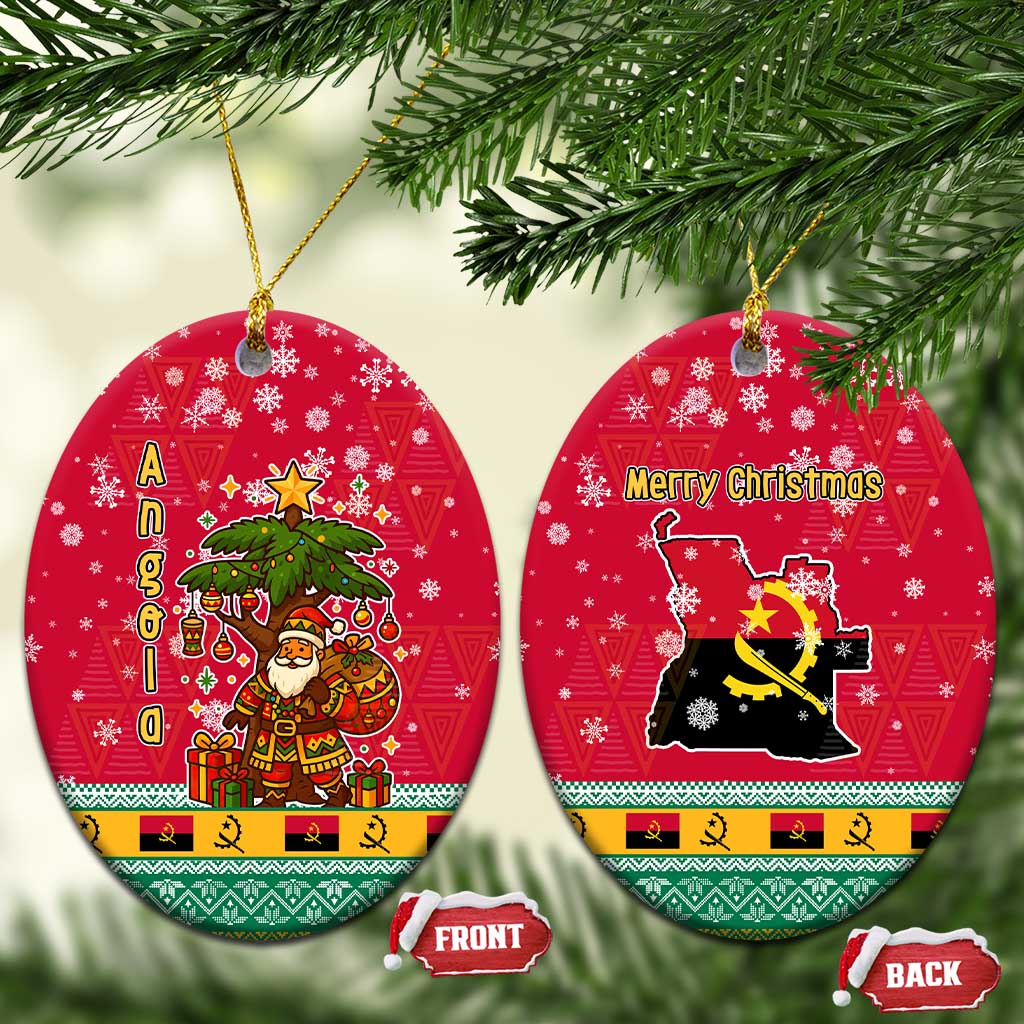 Angola Christmas Ceramic Ornament Santa Gifts and National Flag Map Motif - African Pride