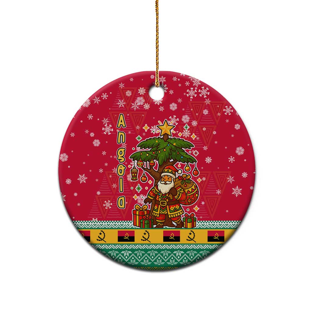 Angola Christmas Ceramic Ornament Santa Gifts and National Flag Map Motif - African Pride