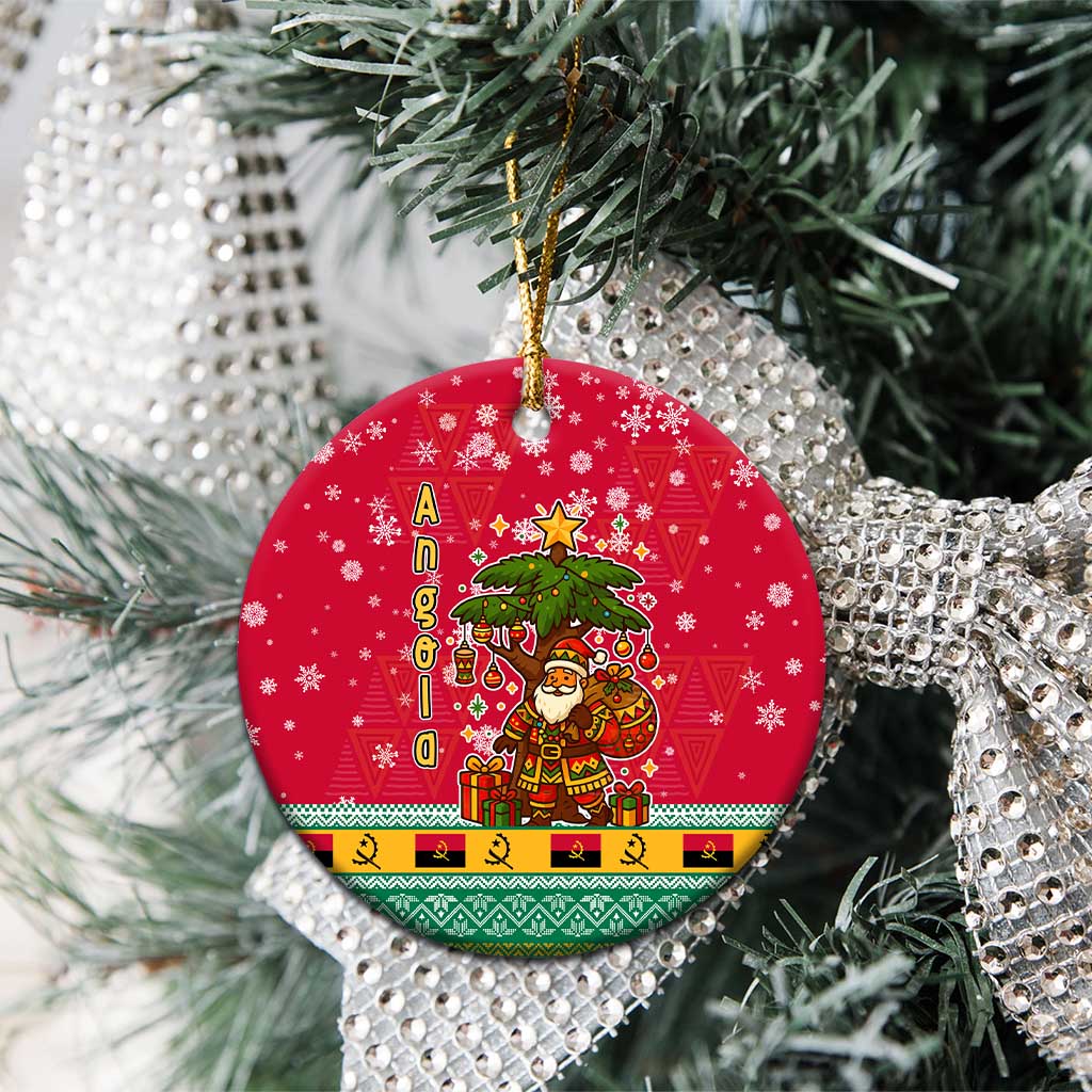 Angola Christmas Ceramic Ornament Santa Gifts and National Flag Map Motif - African Pride