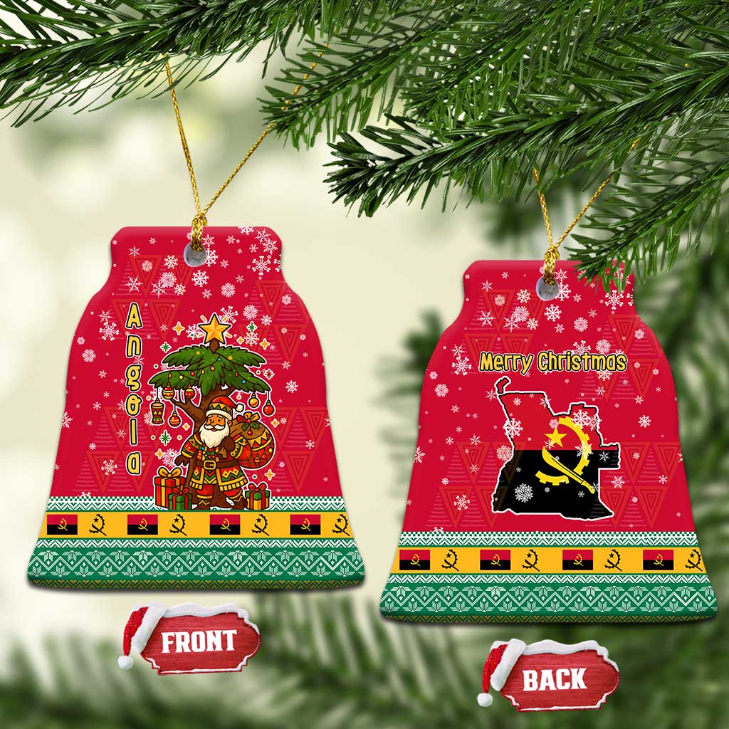 Angola Christmas Ceramic Ornament Santa Gifts and National Flag Map Motif - African Pride