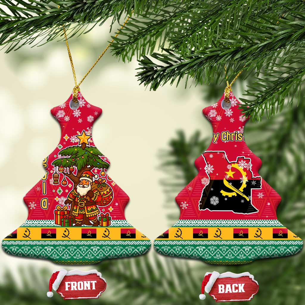 Angola Christmas Ceramic Ornament Santa Gifts and National Flag Map Motif - African Pride