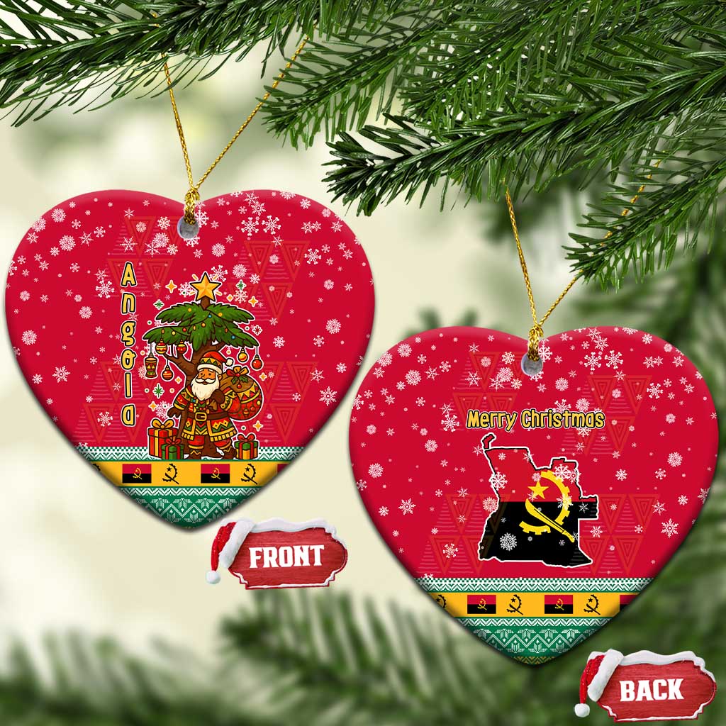 Angola Christmas Ceramic Ornament Santa Gifts and National Flag Map Motif - African Pride