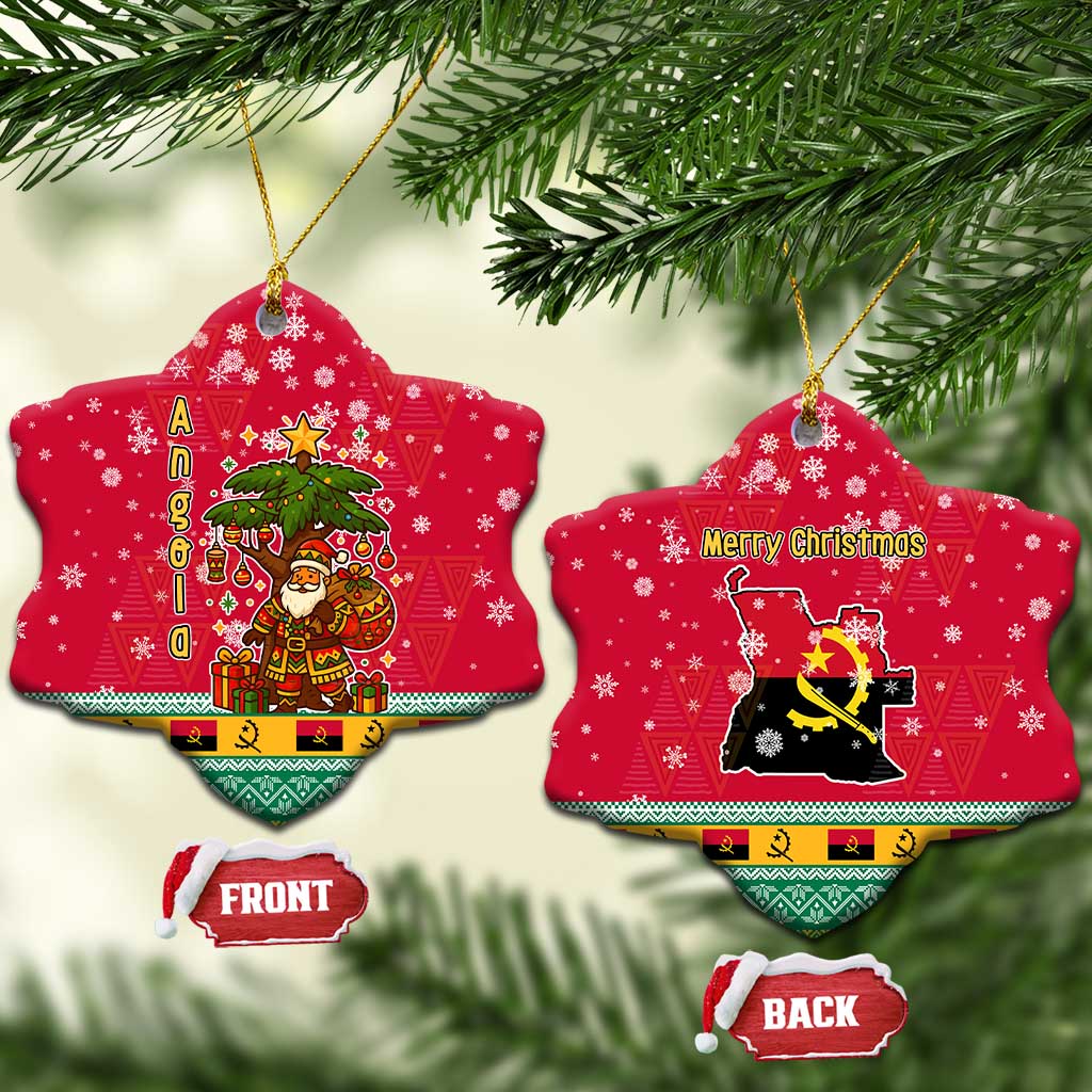 Angola Christmas Ceramic Ornament Santa Gifts and National Flag Map Motif - African Pride
