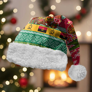 Angola Christmas Santa Hat Santa Gifts and National Flag Map Motif - African Pride