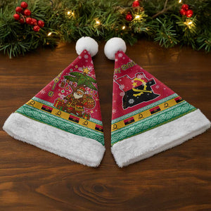 Angola Christmas Santa Hat Santa Gifts and National Flag Map Motif - African Pride