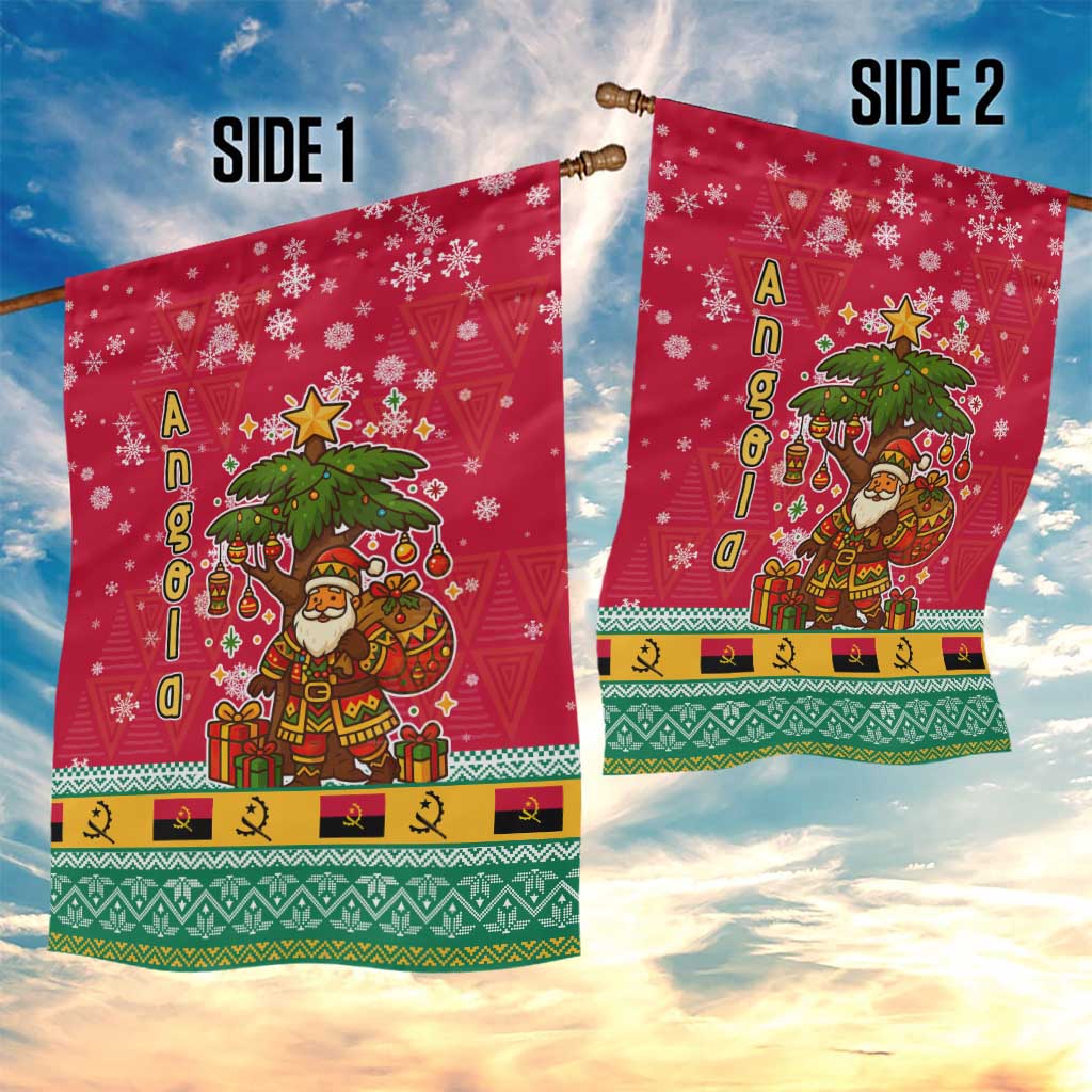 Angola Christmas Garden Flag Santa Gifts and National Flag Map Motif - African Pride