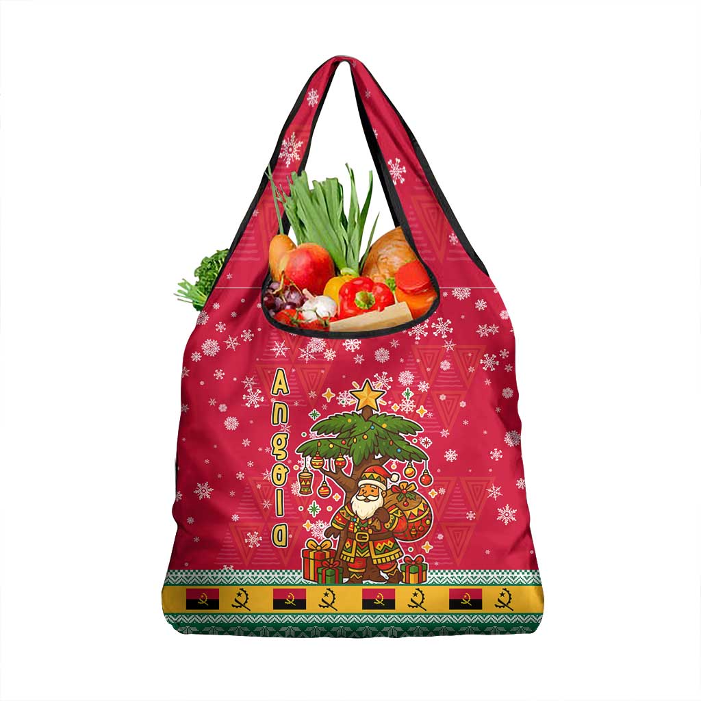 Angola Christmas Grocery Bag Santa Gifts and National Flag Map Motif - African Pride