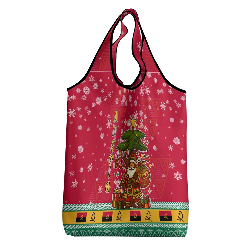 Angola Christmas Grocery Bag Santa Gifts and National Flag Map Motif - African Pride