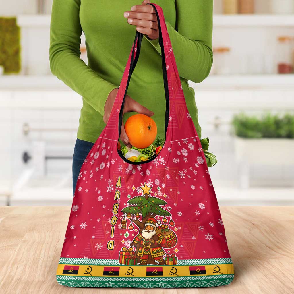 Angola Christmas Grocery Bag Santa Gifts and National Flag Map Motif - African Pride