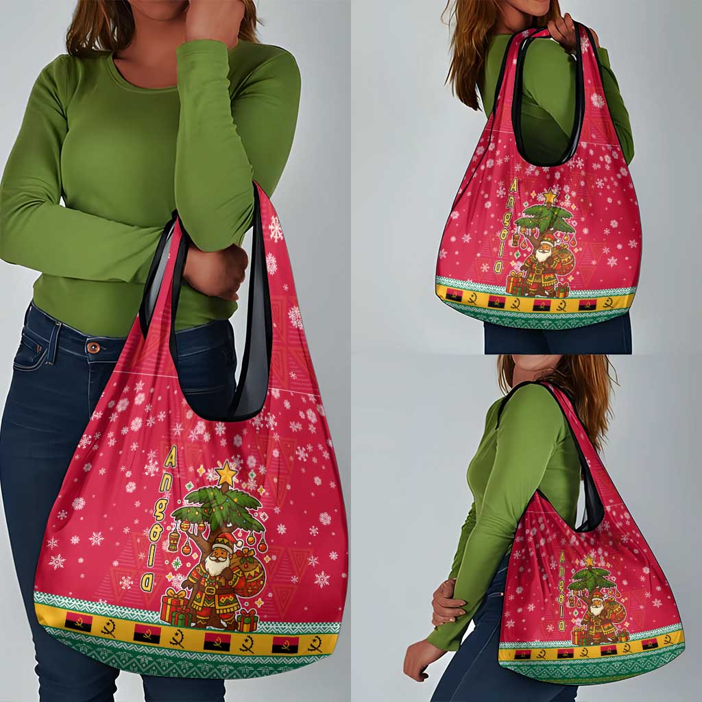 Angola Christmas Grocery Bag Santa Gifts and National Flag Map Motif - African Pride