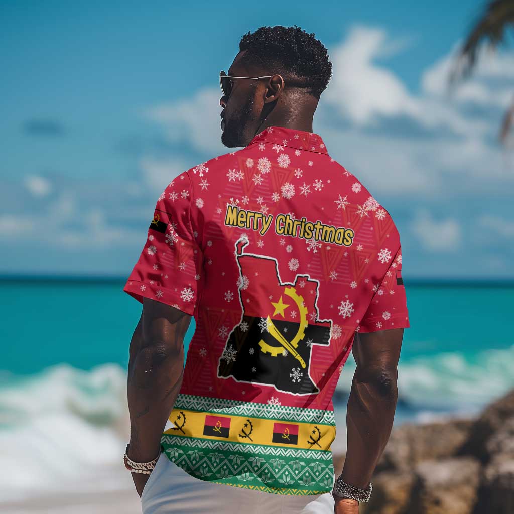 Angola Christmas Hawaiian Shirt Santa Gifts and National Flag Map Motif - African Pride