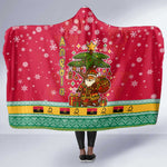 Angola Christmas Hooded Blanket Santa Gifts and National Flag Map Motif - African Pride