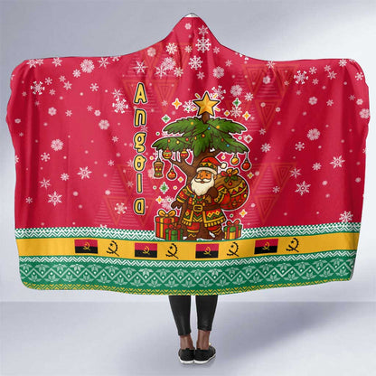 Angola Christmas Hooded Blanket Santa Gifts and National Flag Map Motif - African Pride