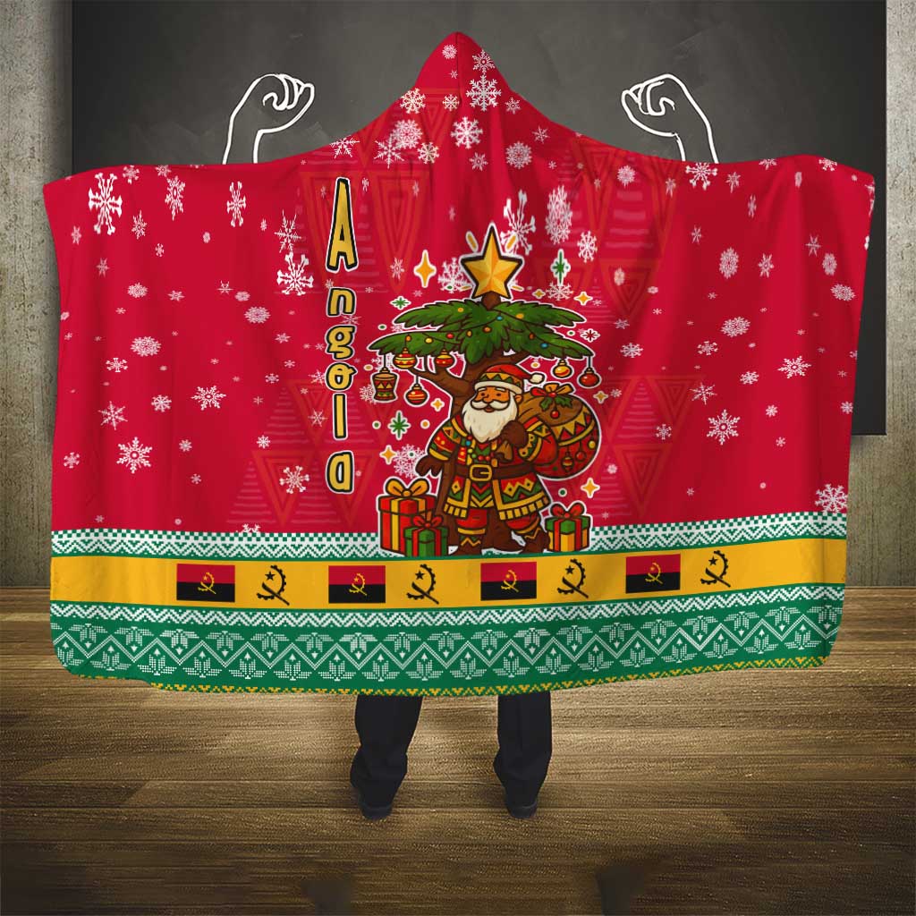 Angola Christmas Hooded Blanket Santa Gifts and National Flag Map Motif - African Pride