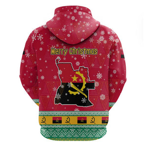 Angola Christmas Hoodie Santa Gifts and National Flag Map Motif - African Pride