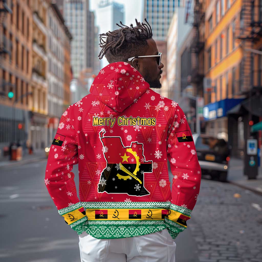 Angola Christmas Hoodie Santa Gifts and National Flag Map Motif - African Pride