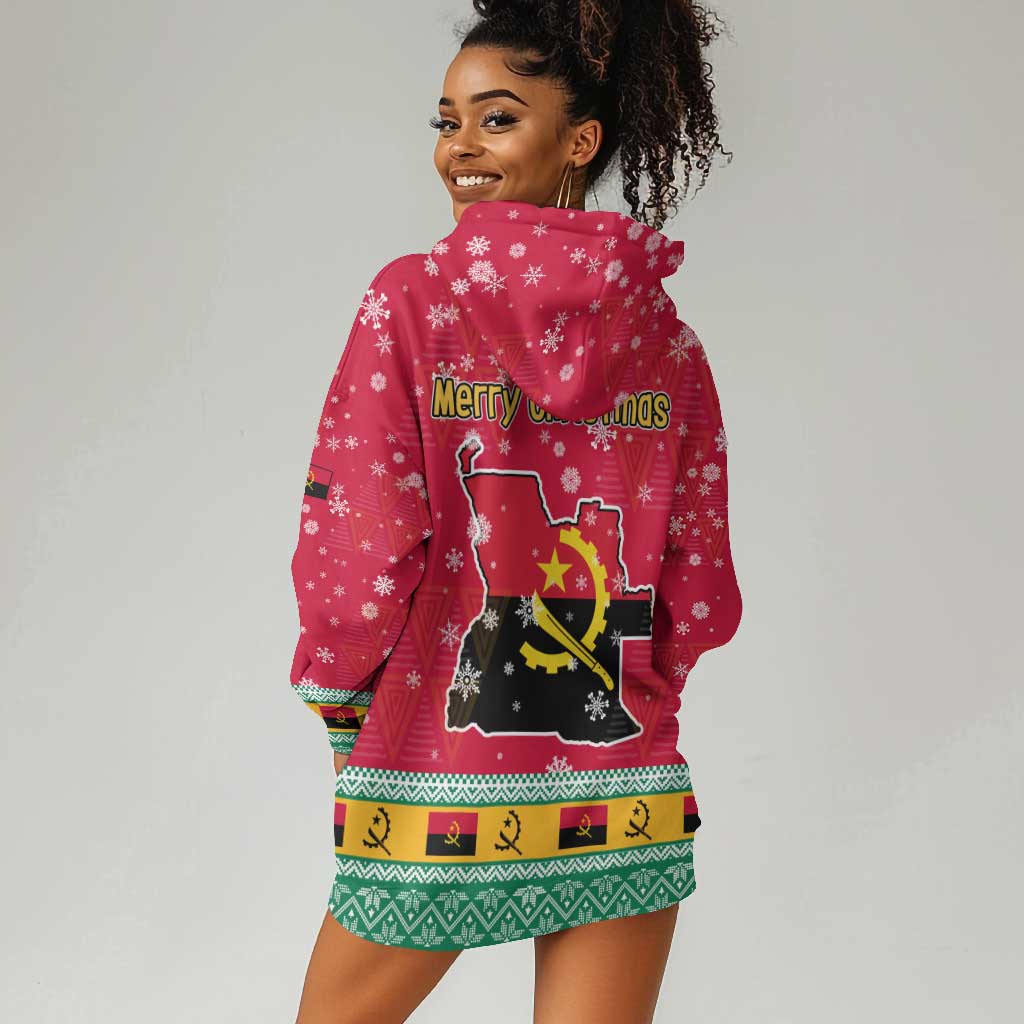 Angola Christmas Hoodie Dress Santa Gifts and National Flag Map Motif - African Pride