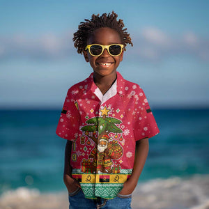 Angola Christmas Kid Hawaiian Shirt Santa Gifts and National Flag Map Motif - African Pride